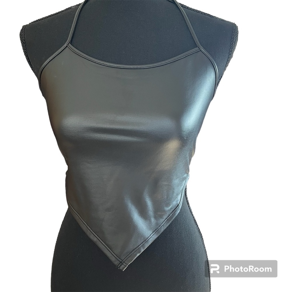 SHEIN Faux Leather Halter Top US Size S